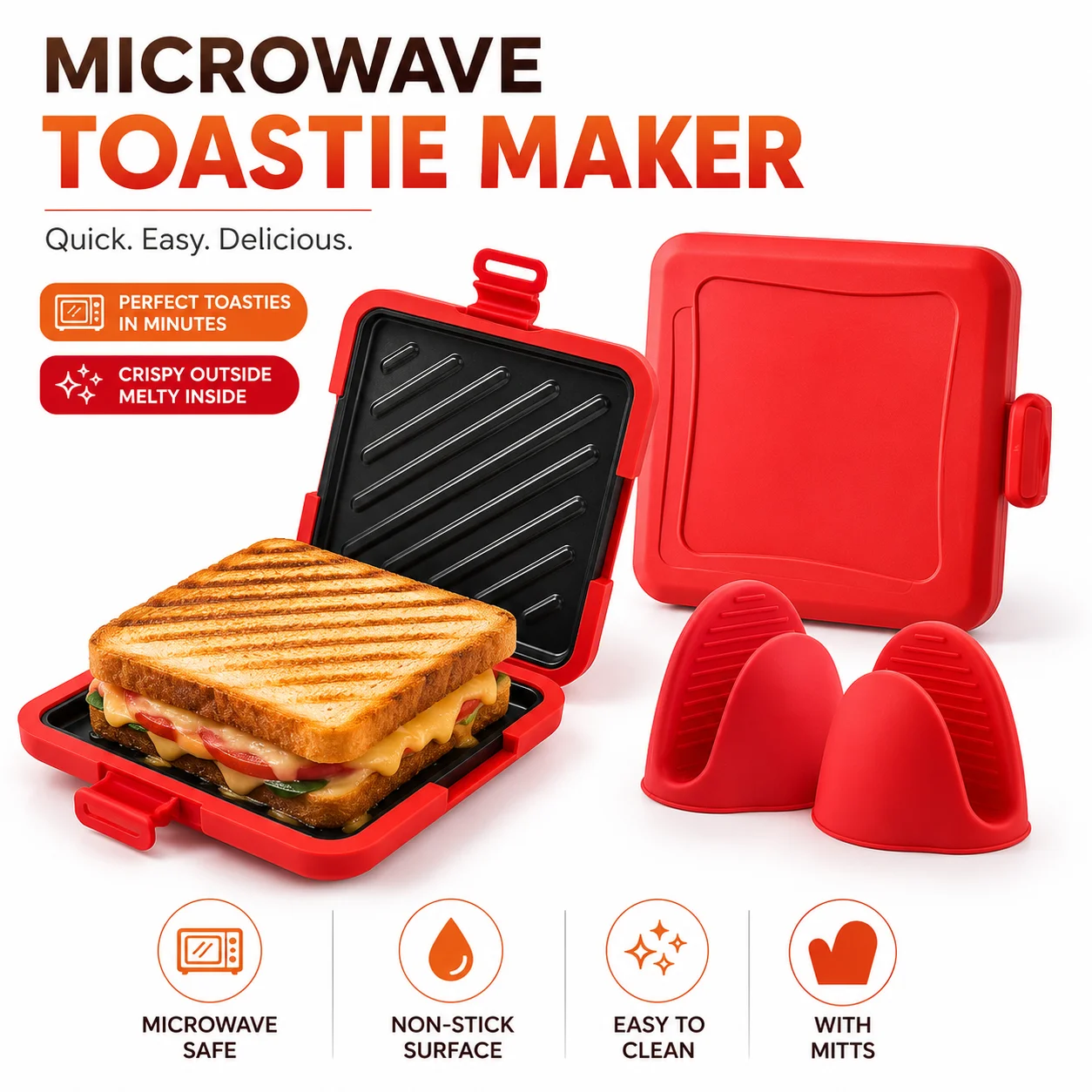 Breakfast Sandwich Maker - Magnetron Sandwichmaker Anti-aanbak Toastpan Grillpan Met