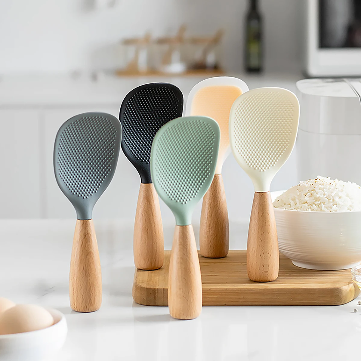 Kitchen Gadgets Cool - Hangende Siliconen Rijstlepel Keukenlepel Steelpan Met
